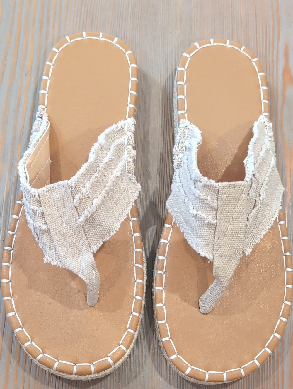 Neutral Beige Canvas Woven Sandals